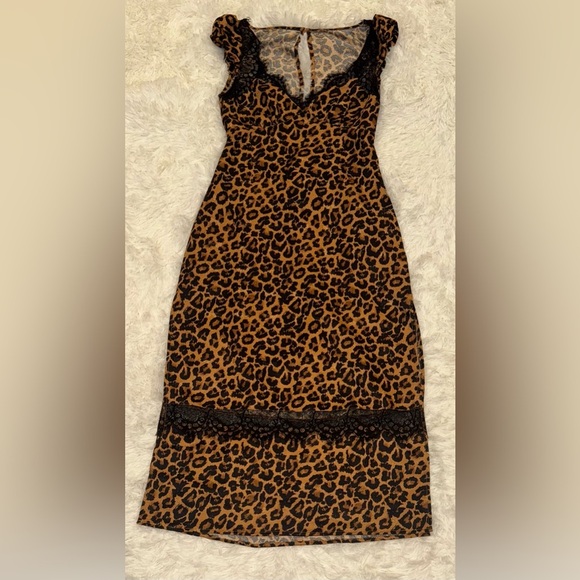 NWOT FREE PEOPLE Foolish Heart Printed Midi Dress Natural Combo Sz S - Picture 3 of 9